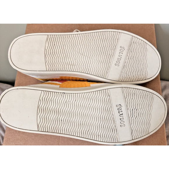 SOLUDOS Good Vibes Rainbow Sun Embroidered Leather Sneakers Low Top 9.5 Festival - Picture 11 of 11